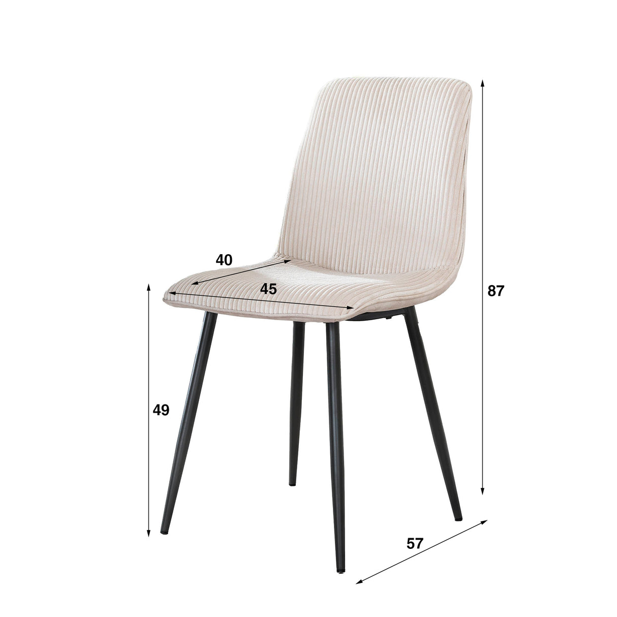 Set di 4 sedie per sala da pranzo Lento Rib Rock avorio