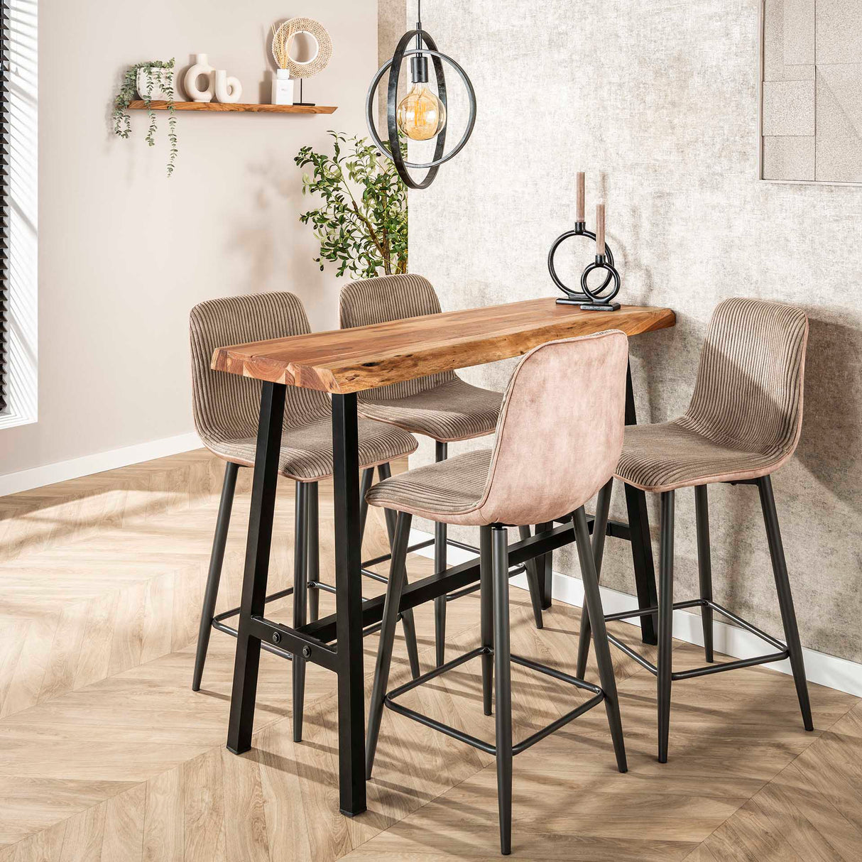 Set di 2 sgabelli da bar Lento Rib Rock Sand