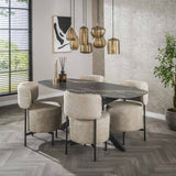 Tavolo da pranzo Dolore 180x90 cm Ovale Danese Effetto Marmo Nero