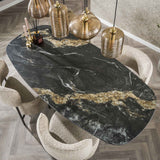 Tavolo da pranzo Dolore 180x90 cm Ovale Danese Effetto Marmo Nero