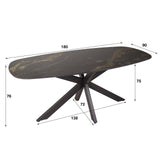 Tavolo da pranzo Dolore 180x90 cm Ovale Danese Effetto Marmo Nero