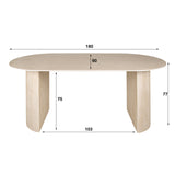Eettafels - Ovale Eettafel Jimi 180x90 cm travertin beige - Dimehouse