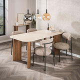 Eettafels - Eettafel Jimi Curvo Keramiek Travertin 180 cm - Dimehouse
