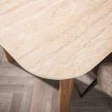 Eettafels - Eettafel Jimi Curvo Keramiek Travertin 180 cm - Dimehouse