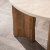 Eettafels - Eettafel Jimi Curvo Keramiek Travertin 180 cm - Dimehouse