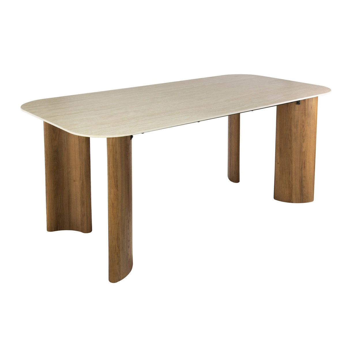 Eettafels - Eettafel Jimi Curvo Keramiek Travertin 180 cm - Dimehouse