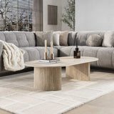 Tavolino Ovale Jimi Ceramica Travertino 135x70 cm