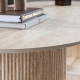 Tavolino Ovale Jimi Ceramica Travertino 135x70 cm