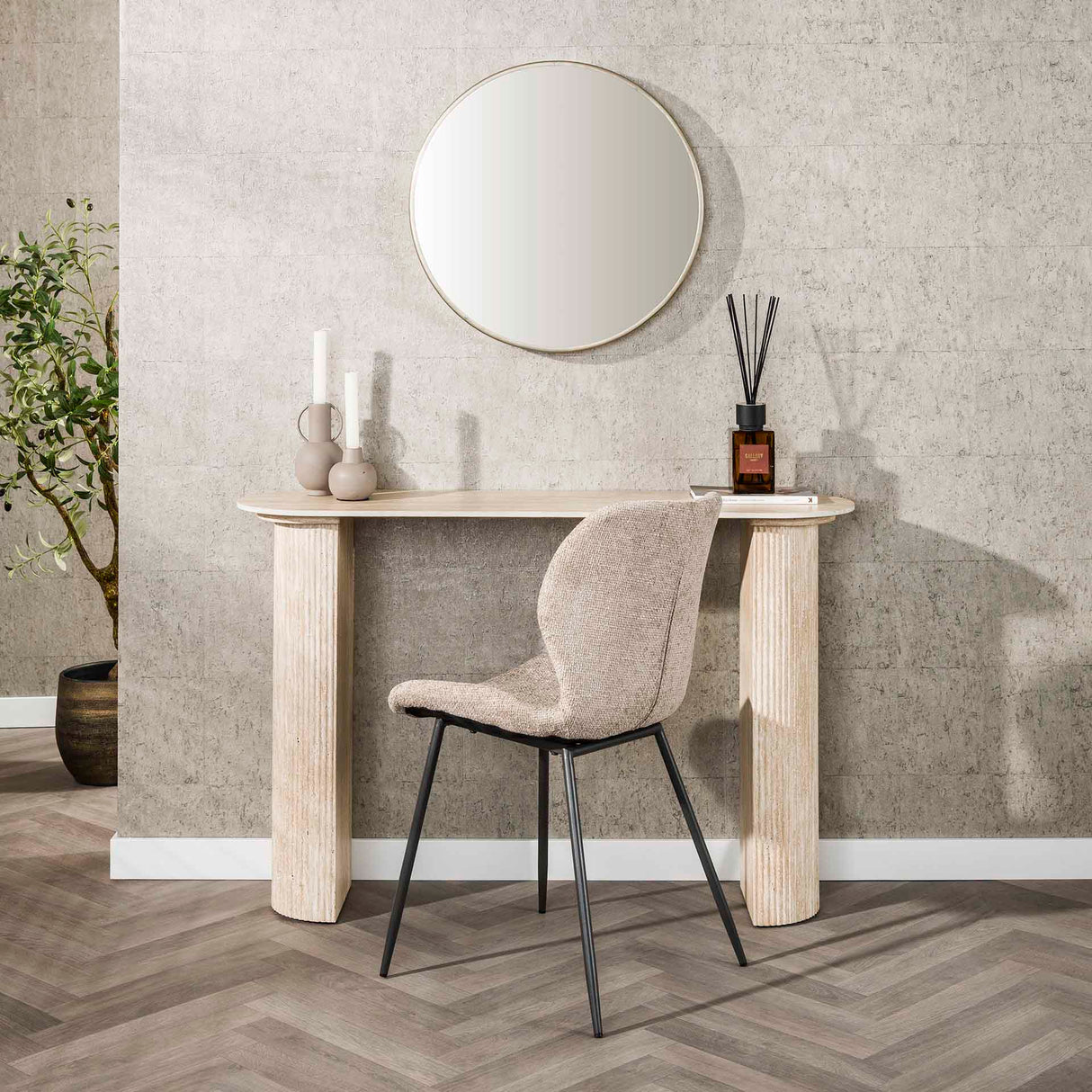 Kaptafels - Archon Moderne Kaptafel Keramiek Travertin 120 cm - Dimehouse