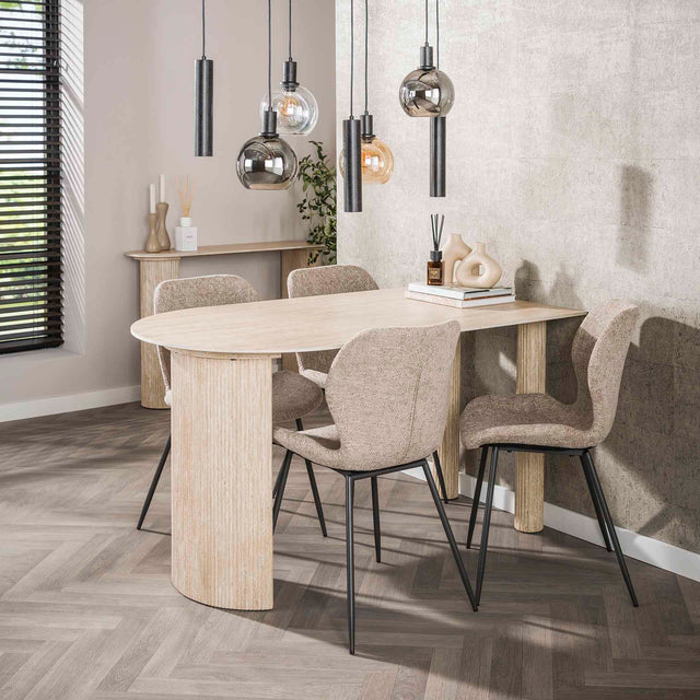 Eettafels - Archon Moderne Eettafel Keramiek Travertin 140x80 cm - Dimehouse