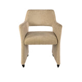 Eetkamerstoelen - Set van 2 Eetkamerstoelen Capri Jaroq zand Stof op wieltjes - Dimehouse