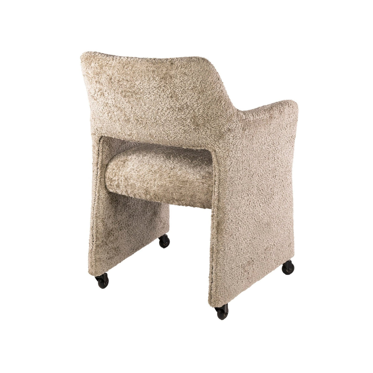 Eetkamerstoelen - Set van 2 Eetkamerstoelen Capri Alura zand Stof met wieltjes - Dimehouse