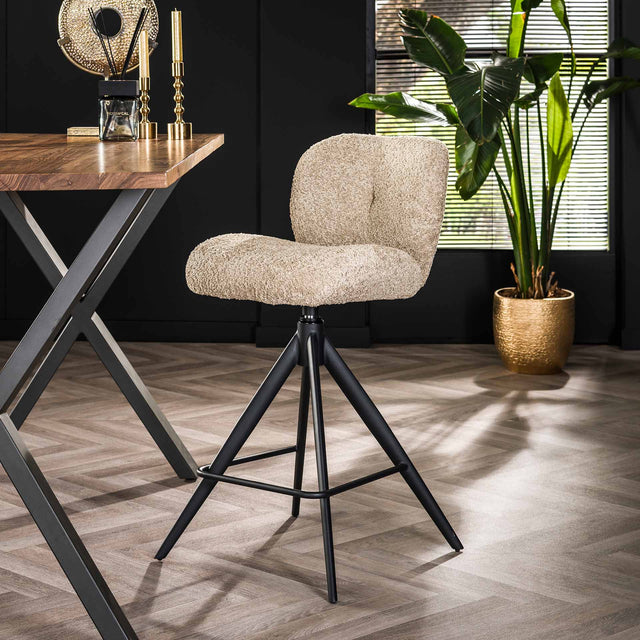 Barkrukken - Set van 2 barkrukken Lirio Bouclé Zand Comfort - Dimehouse