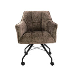 Eetkamerstoelen - Set van 2 Eetkamerstoelen Tova Stof Taupe Met Wieltjes - Dimehouse
