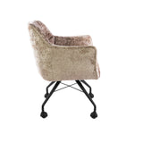 Eetkamerstoelen - Set van 2 Eetkamerstoelen Tova Stof Alura Zand Met Wieltjes - Dimehouse