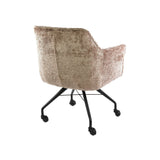 Eetkamerstoelen - Set van 2 Eetkamerstoelen Tova Stof Alura Zand Met Wieltjes - Dimehouse