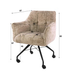 Eetkamerstoelen - Set van 2 Eetkamerstoelen Tova Stof Alura Zand Met Wieltjes - Dimehouse