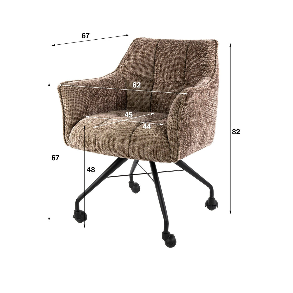 Set 2 Sedie Sala Da Pranzo Tova In Tessuto Hoven Rich Champagne Con Ruote