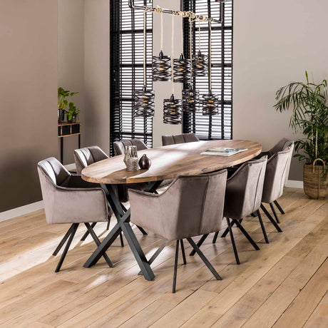 Set 2 sedie sala da pranzo Lino Velvet Antracite Girevoli