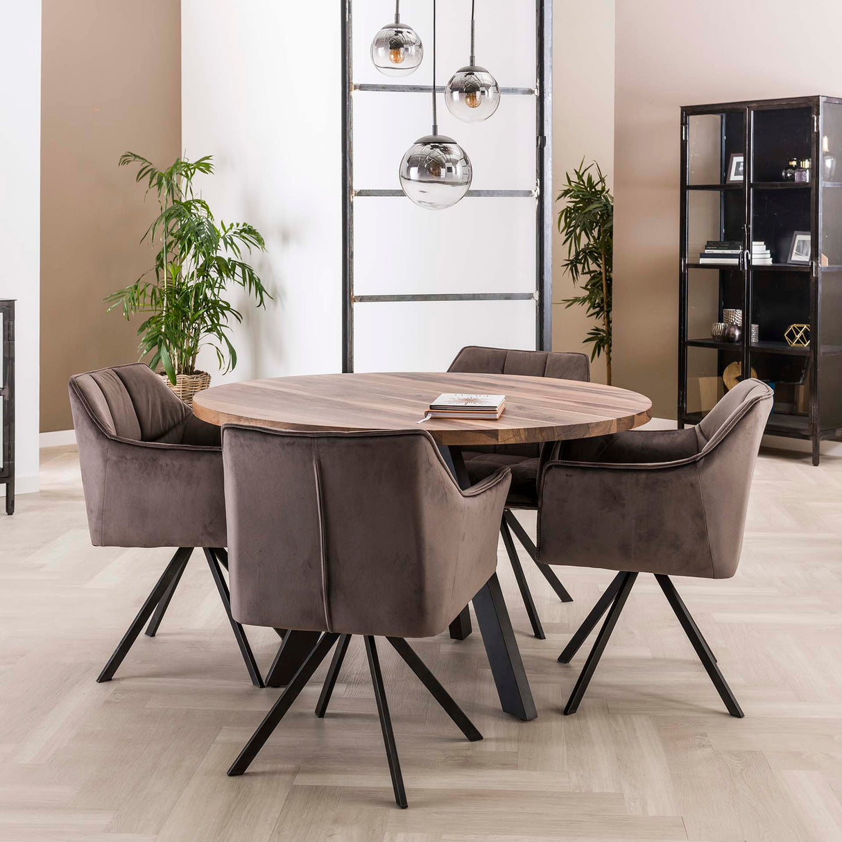 Eetkamerstoelen - Draaibare eetkamerstoel Lino antraciet velvet - Dimehouse