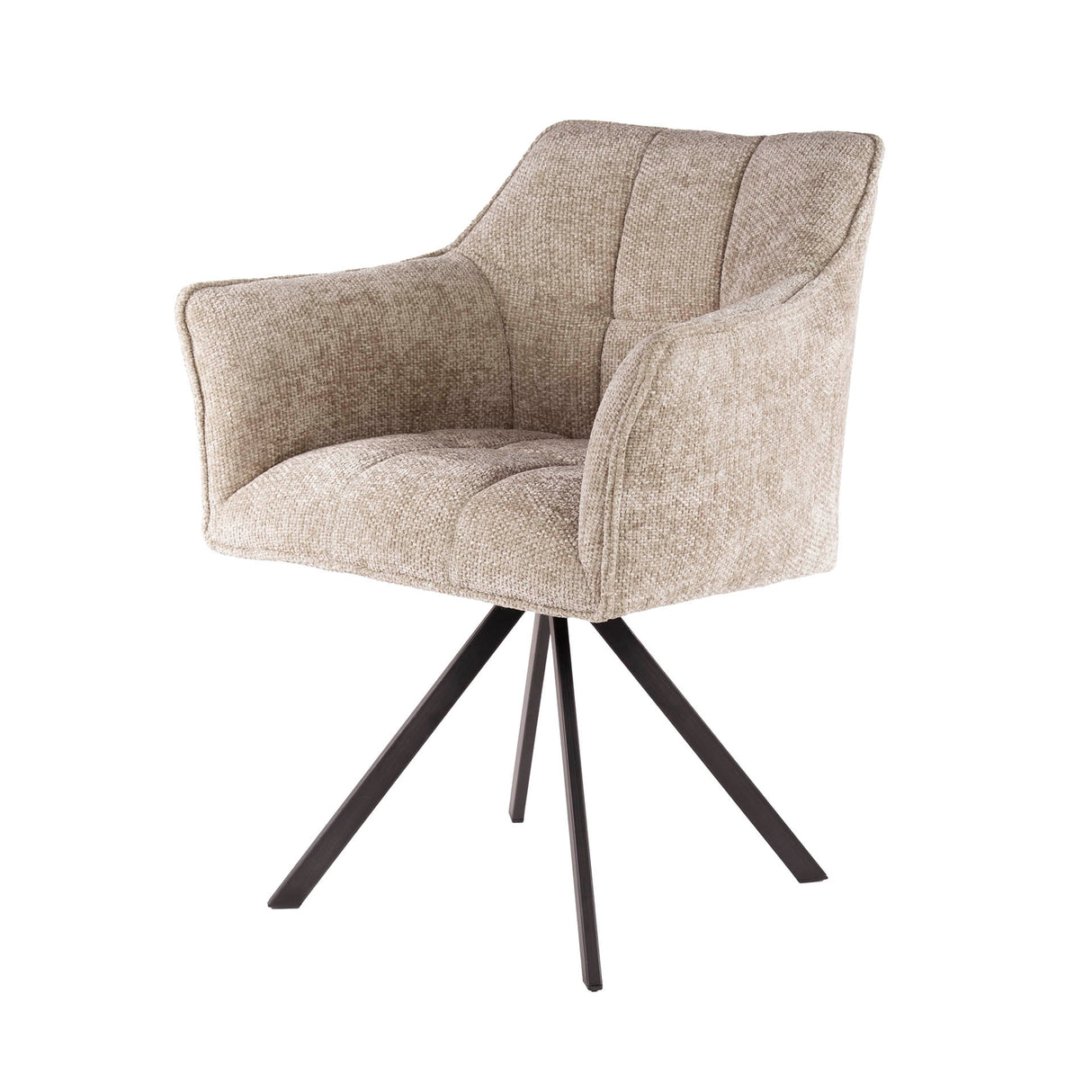 Set 2 Sedie Sala Da Pranzo Tessuto Lino Ciniglia Rich Sand Girevoli