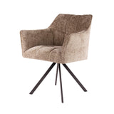 Eetkamerstoelen - Eetkamerstoel Lino Chenille Stof Rich Champagne Draaibaar - Dimehouse