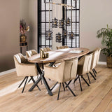 Eetkamerstoelen - Draaibare eetkamerstoel met armleuning Lino champagne velvet - Dimehouse