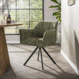 Eetkamerstoelen - Draaibare Eetkamerstoel Lino Chenille Hoven Groen - Dimehouse