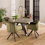 Eetkamerstoelen - Set van 2 Eetkamerstoelen Lino Velvet Groen Draaibaar - Dimehouse