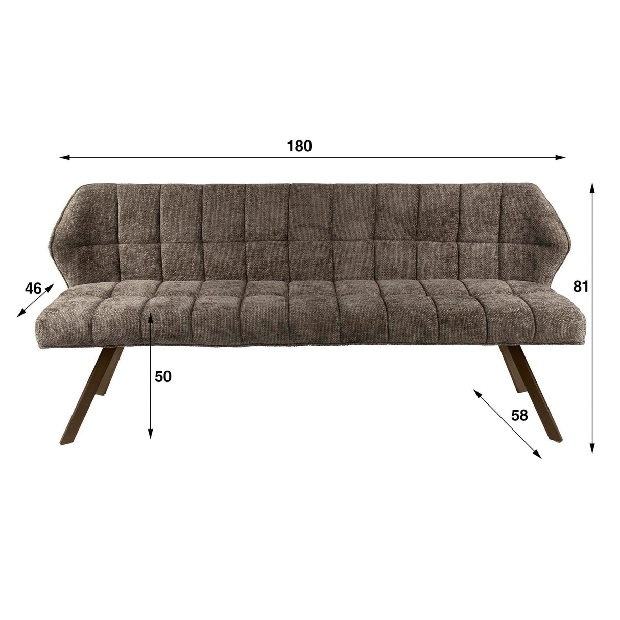 Eetkamerbank raster taupebruin chenille