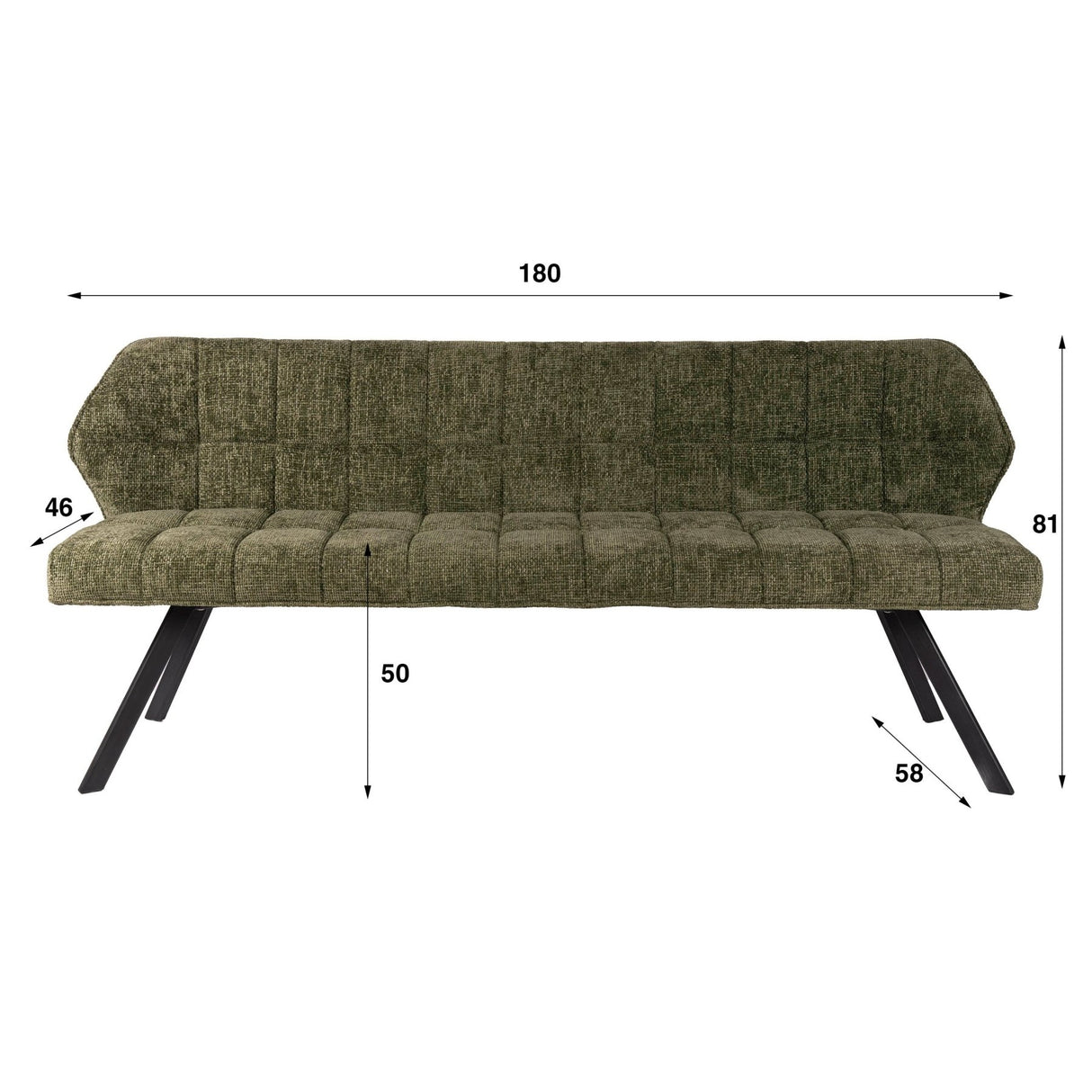 Eetkamerbanken - Eetkamerbank Chenille Stof Groen Geblokt 180 cm - Lino - Dimehouse