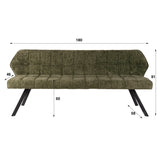 Eetkamerbanken - Eetkamerbank Chenille Stof Groen Geblokt 180 cm - Lino - Dimehouse