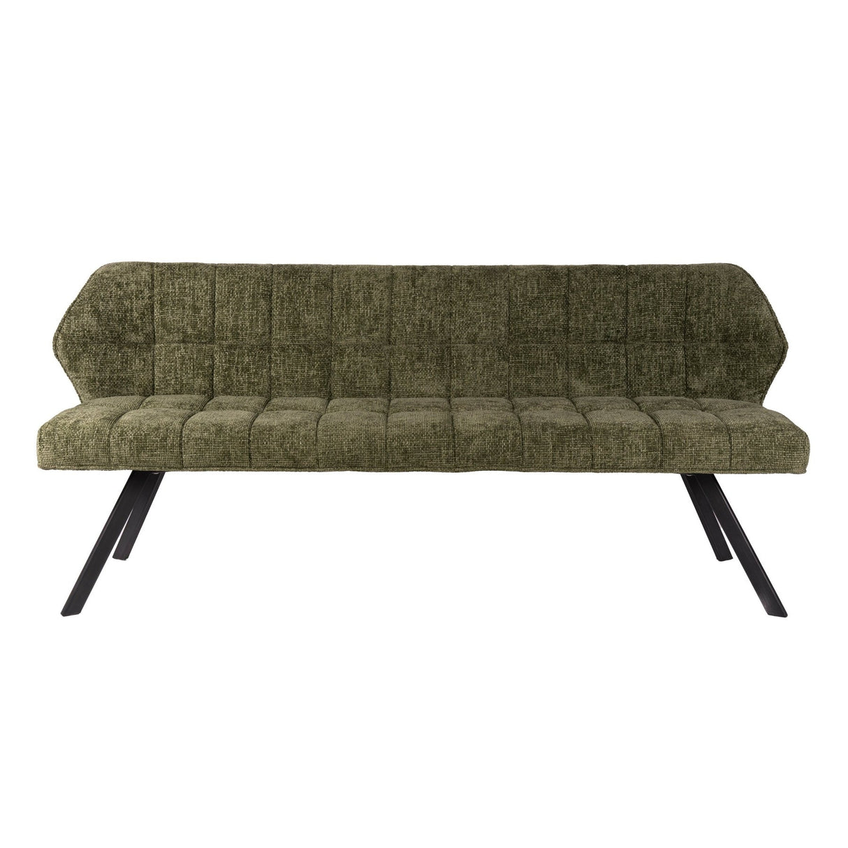 Eetkamerbanken - Eetkamerbank Chenille Stof Groen Geblokt 180 cm - Lino - Dimehouse