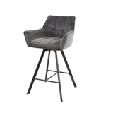 Barkrukken - Draaibare Barstoel Lino Antraciet Velvet - Zithoogte 69 cm - Dimehouse