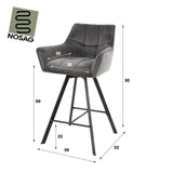 Set di 2 Sgabelli Bar Lino Velvet Antracite Girevoli