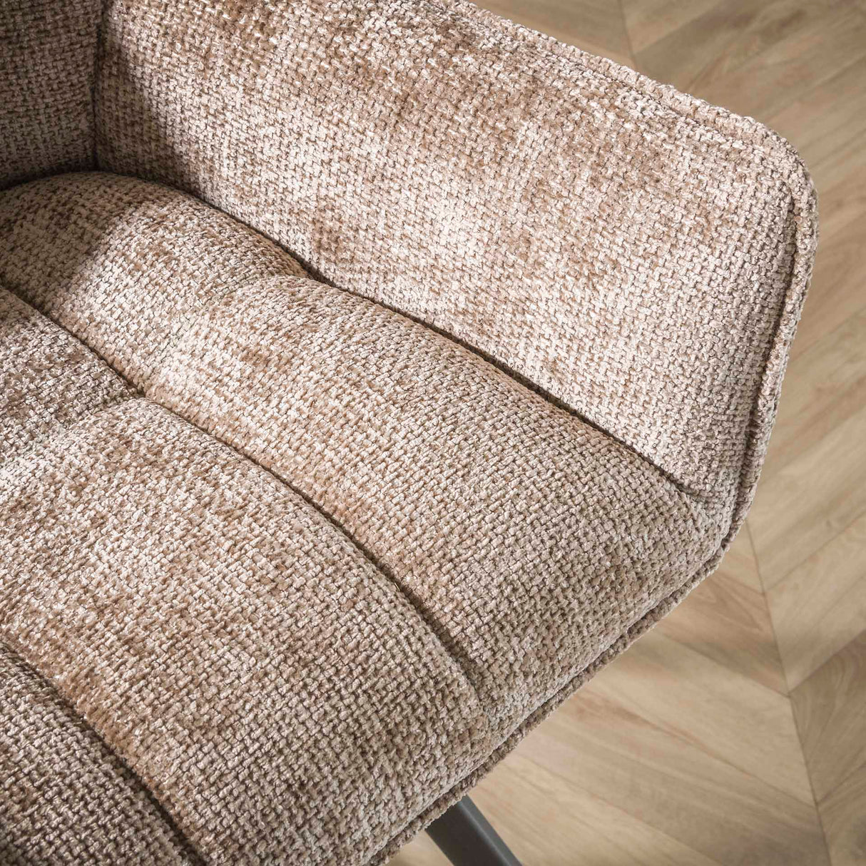 Set 2 Sgabelli Bar Tessuto Lino Ciniglia Rich Champagne Girevoli