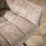 Set 2 Sgabelli Bar Tessuto Lino Ciniglia Rich Champagne Girevoli