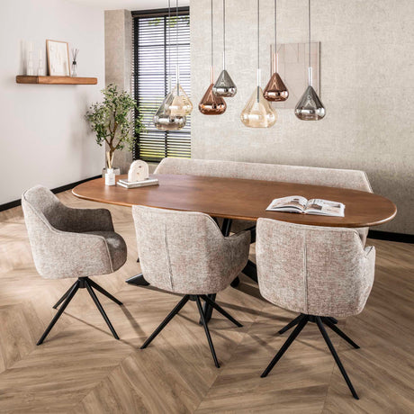 Sedia per sala da pranzo Chia Tessuto Rich Sabbia Girevole