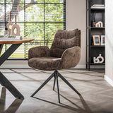 Eetkamerstoelen - Eetkamerstoel Elite Taupe Chenille Stof Rich Draaibaar - Dimehouse
