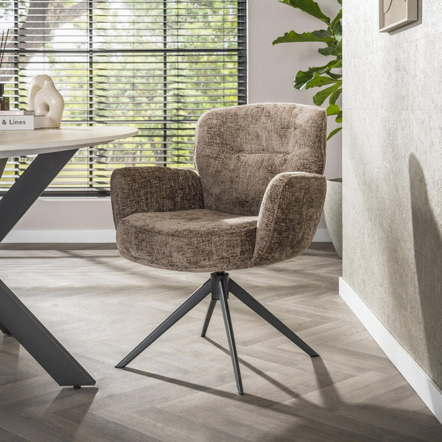 Eetkamerstoelen - Set van 2 eetkamerstoelen Savona draaibaar Hoven rich champagne - Dimehouse