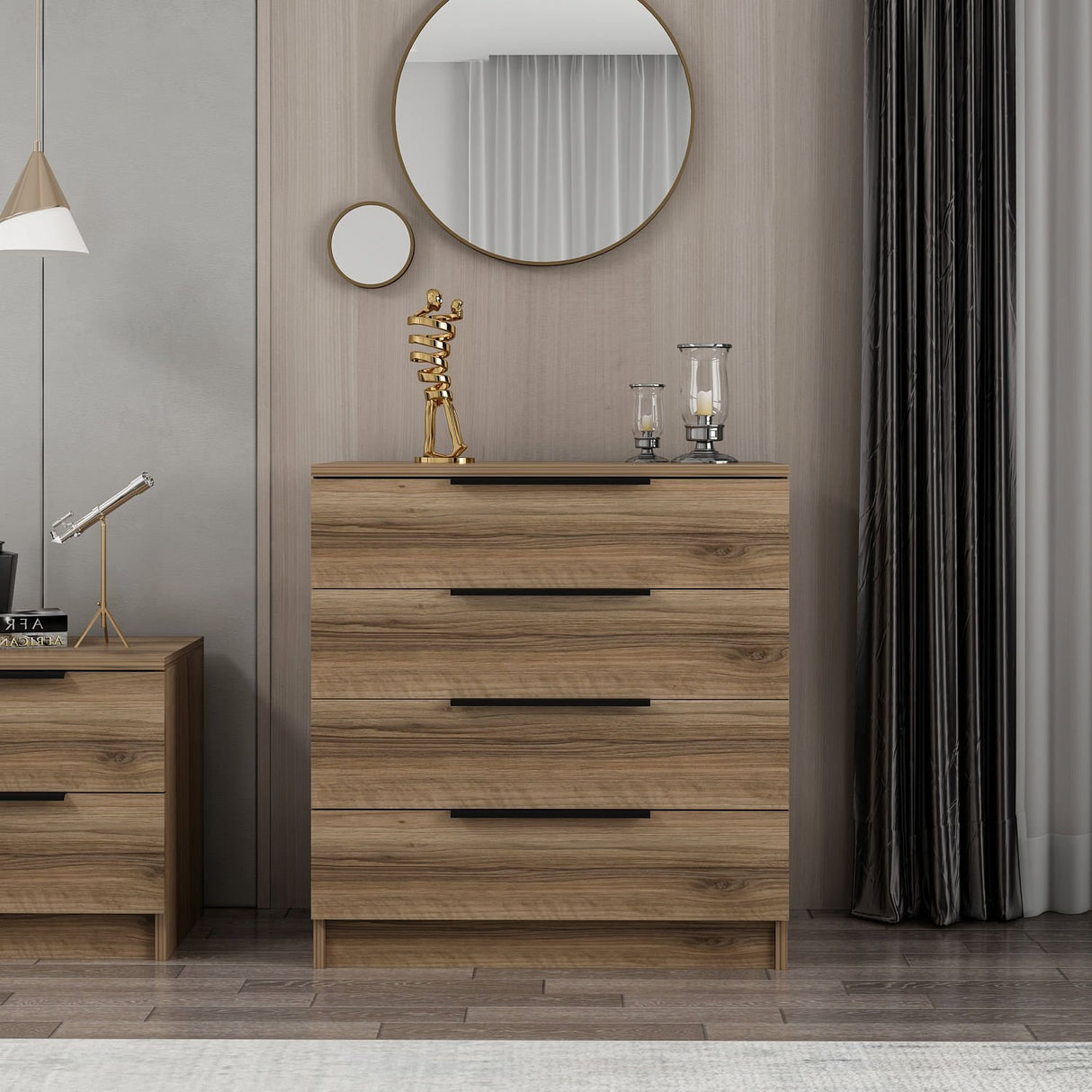Ladekasten - Ladekast Kala Plus Walnoot Melamine 73x77x42 cm - Dimehouse