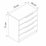 Ladekasten - Ladekast Kala Plus Walnoot Melamine 73x77x42 cm - Dimehouse