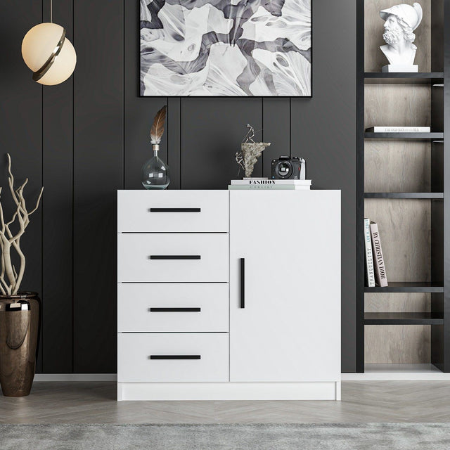 Ladekasten - Ladekast Kale Wit Melamine 90x85x47 cm - Dimehouse