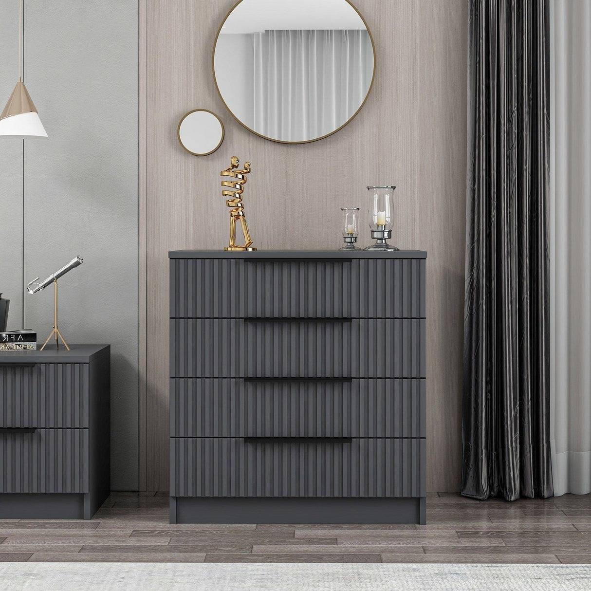 Ladekasten - Ladekast Kale Antraciet Melamine 72x77x42 cm - Dimehouse
