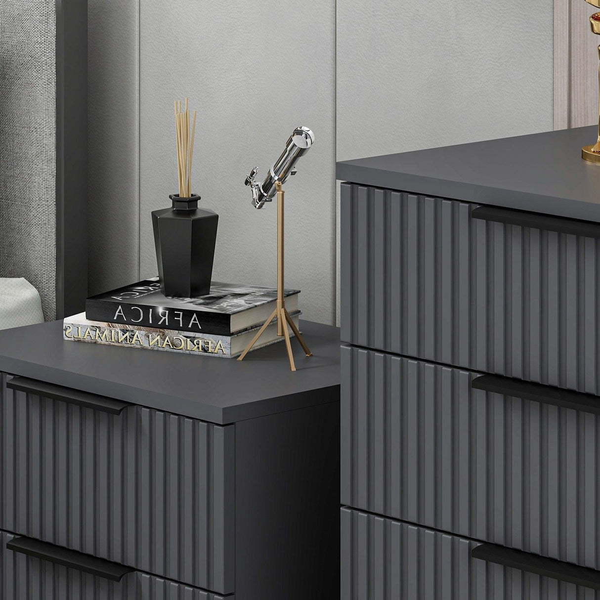 Ladekasten - Ladekast Kale Antraciet Melamine 72x77x42 cm - Dimehouse
