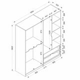 Kledingkasten - Kledingkast Elina Antraciet Goud Melamine 185x208x52 cm - Dimehouse
