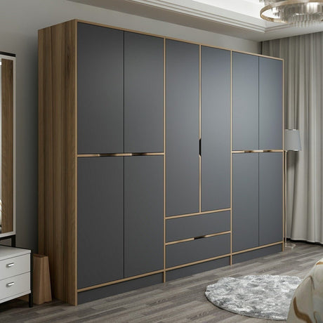 Armadio Elina Melaminico Antracite Oro 277x208x52 cm