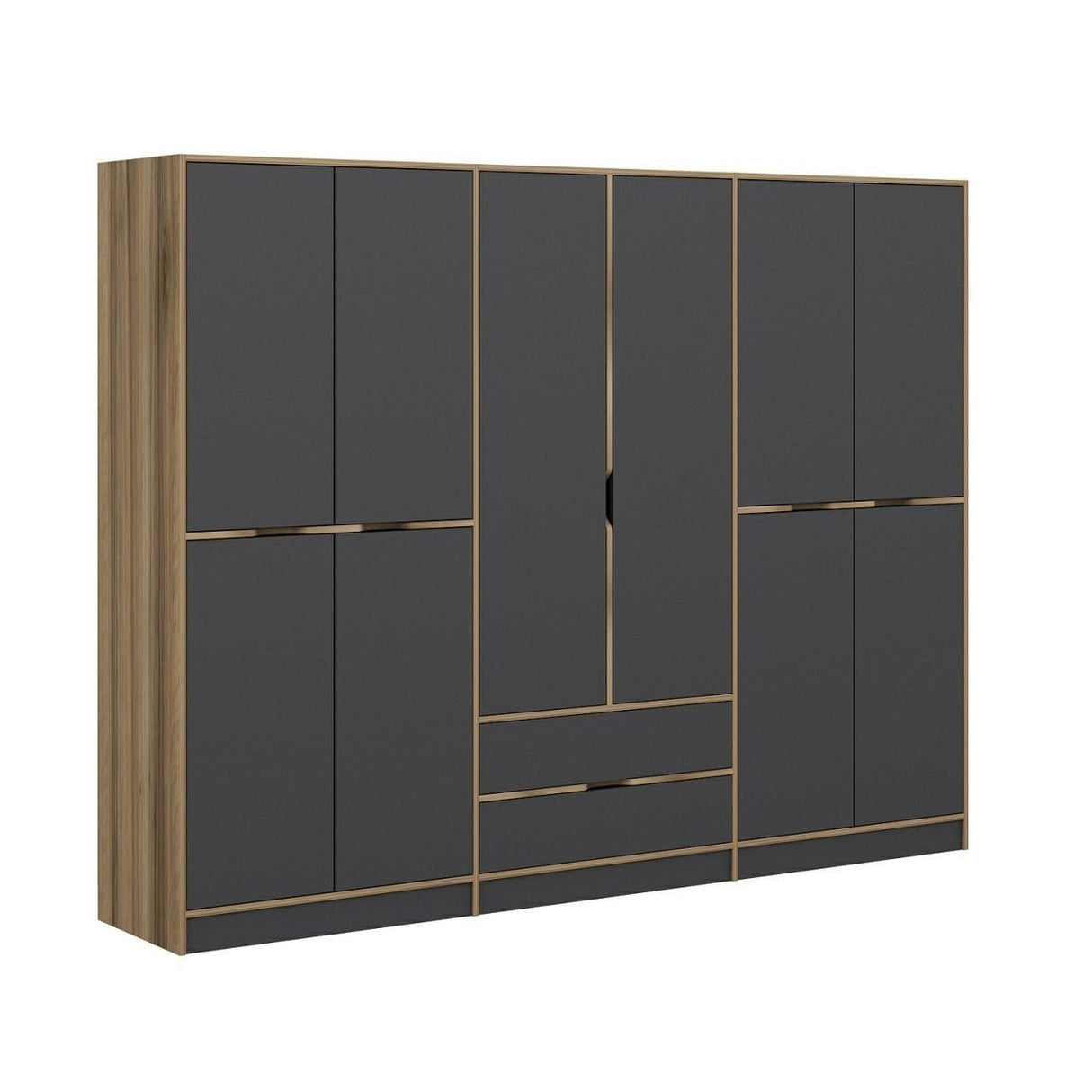 Armadio Elina Melaminico Antracite Oro 277x208x52 cm