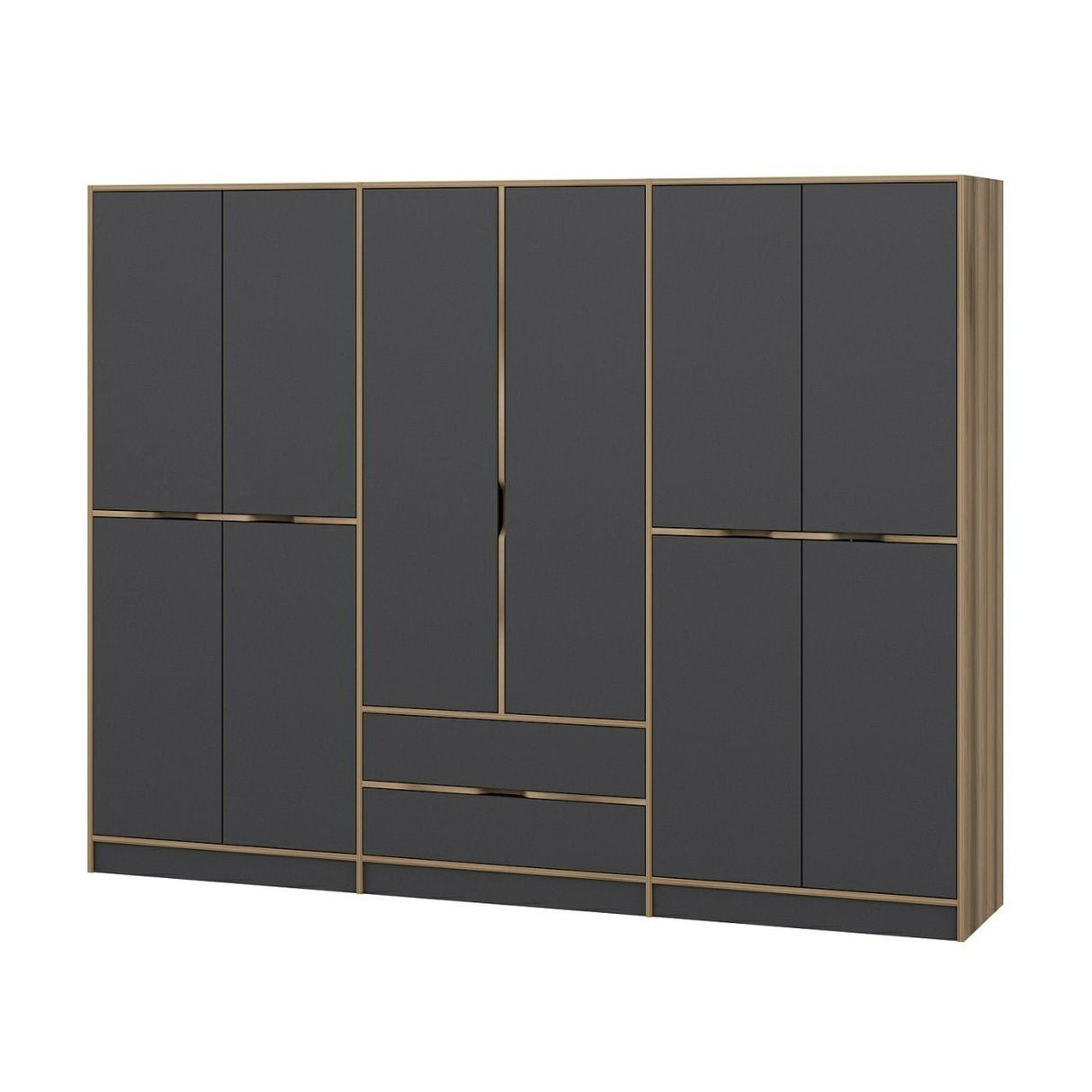 Armadio Elina Melaminico Antracite Oro 277x208x52 cm