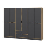 Armadio Elina Melaminico Antracite Oro 277x208x52 cm